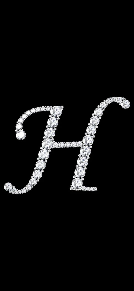 letter, h, diamonds, black background