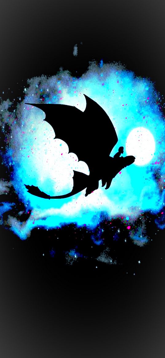 toothless, how to train your dragon, cartoon, dragon, rider, silhouette, moon, art