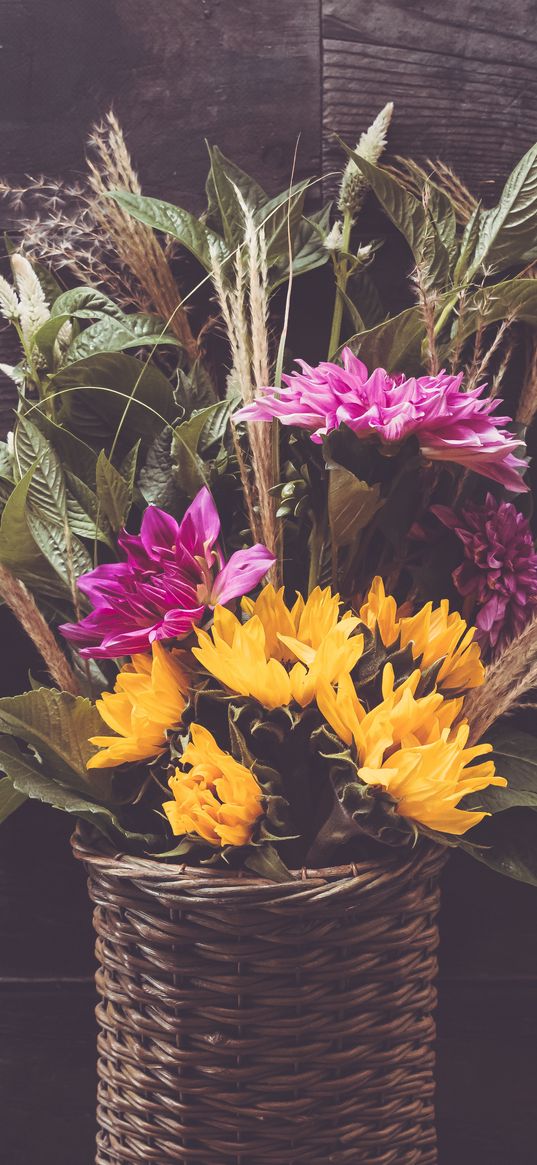 flowers, bouquet, basket