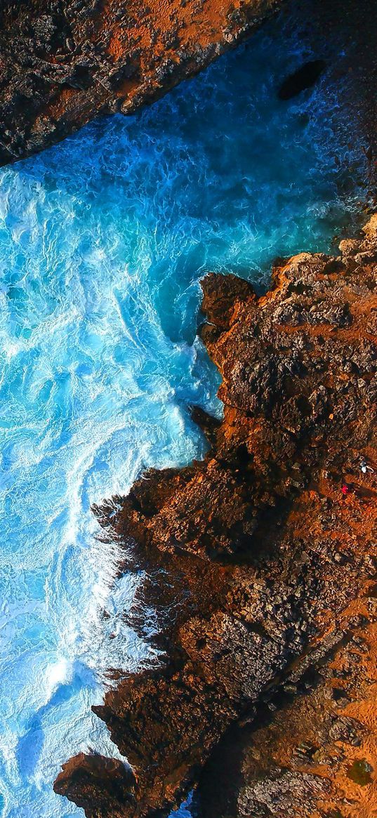 sea, blue, rocks, brown, nature