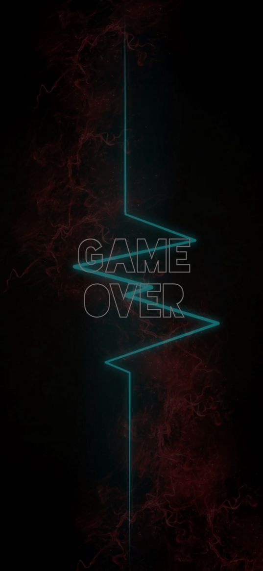 game over, red, blue, smoke, inscription