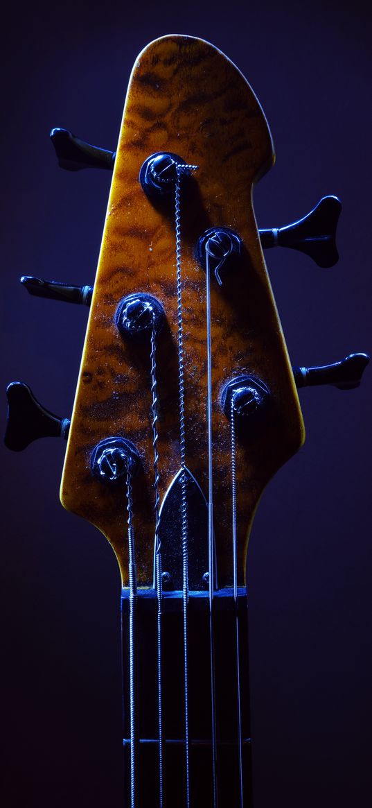 guitar, fretboard, strings, music, blue, dark