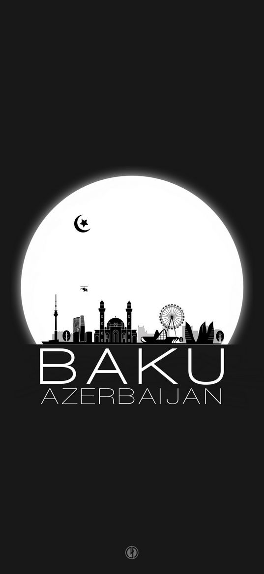 baku, azerbaijan, logo, city, mosque, black and white