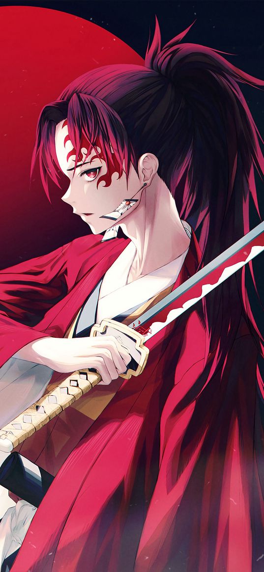 demon slayer, yoriichi, katana, samurai, anime, art