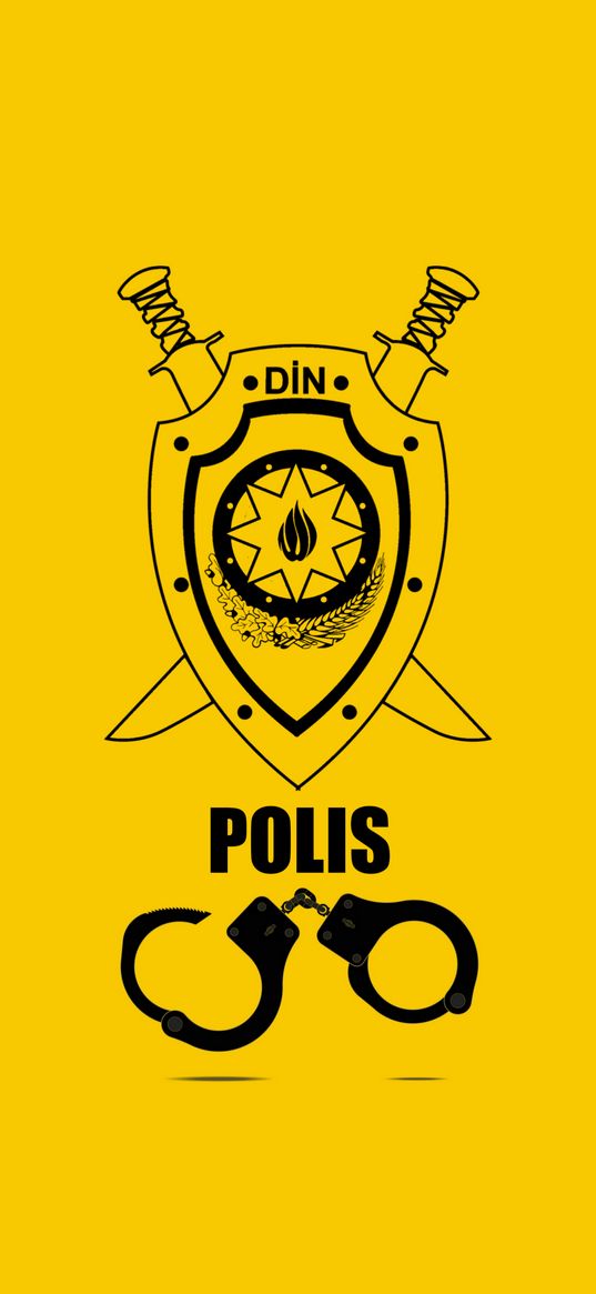 police, logo, sign, handcuffs, symbol, yellow background