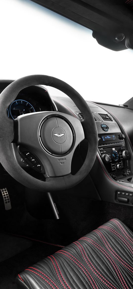 aston martin, v12, zagato, salon, interior, steering wheel, speedometer