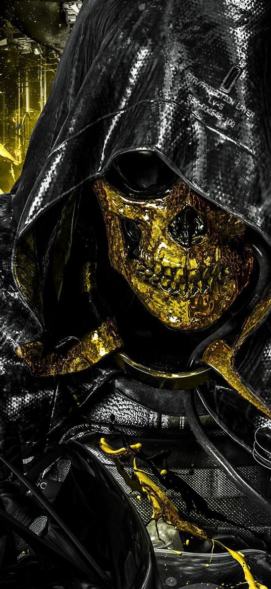 skull, gold, black, clothing