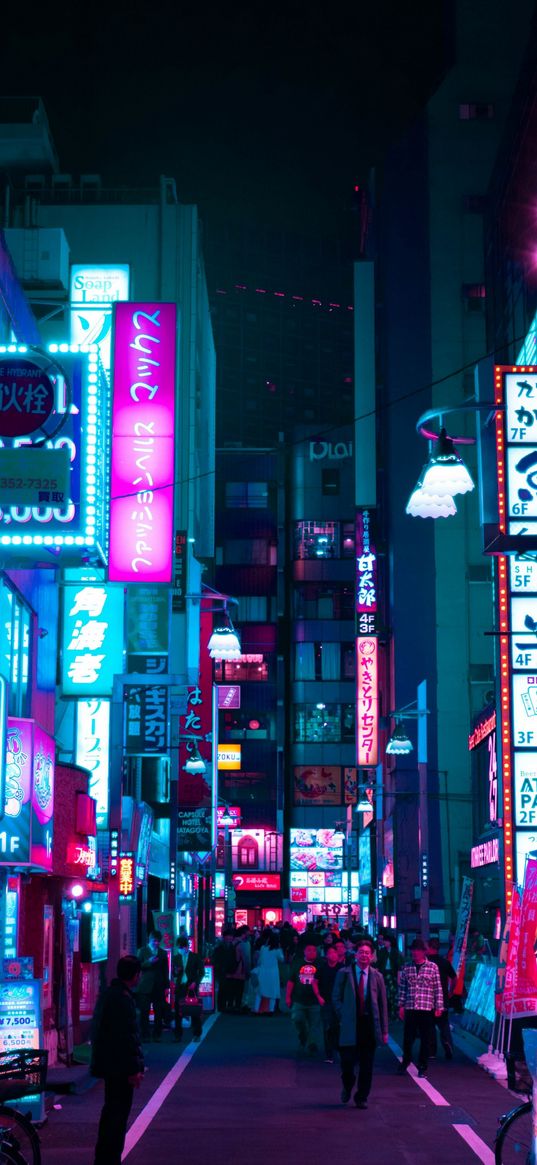 city, japan, tokyo, street, lights