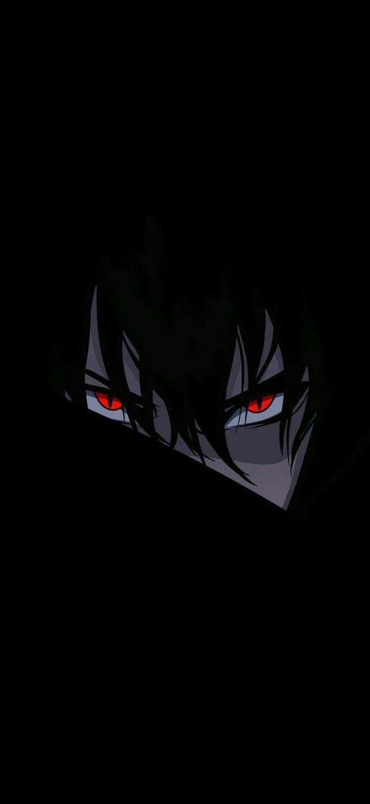 dark, anime, red, face, red eyes, art