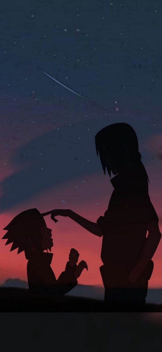 anime, itachi, sasuke, silhouette, heroes