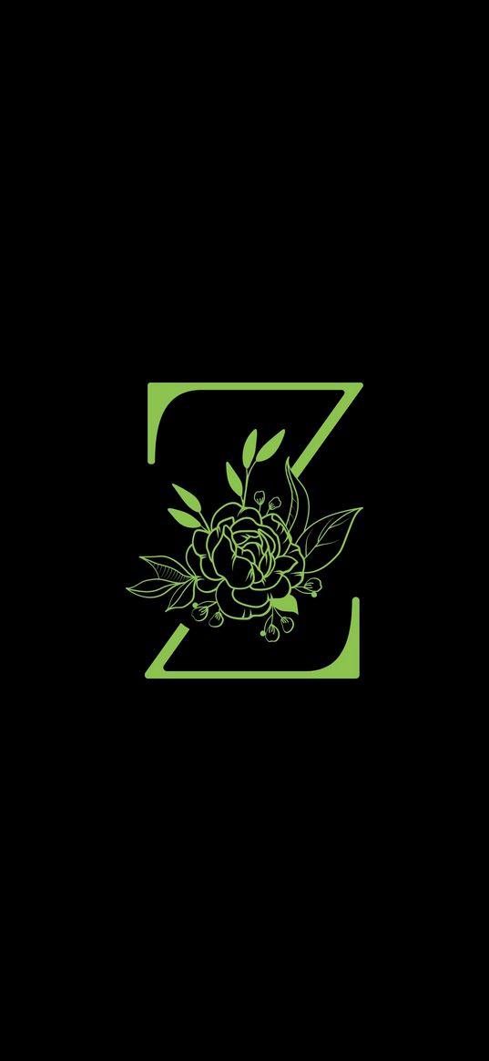 alphabet, letter, z, flower, green