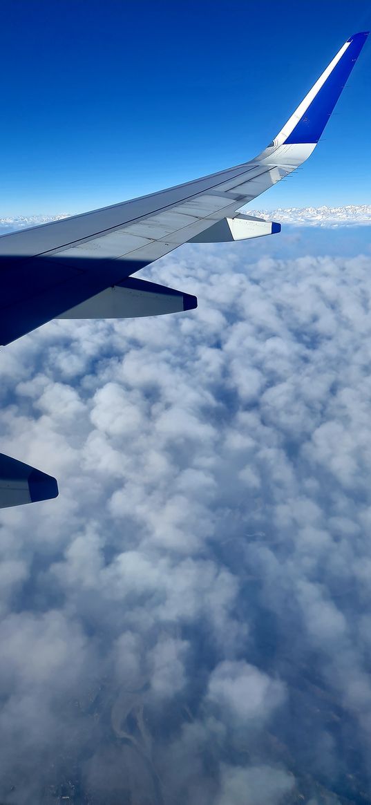 clouds, sky, mountain, snow, wings, aeroplane, beautiful, view