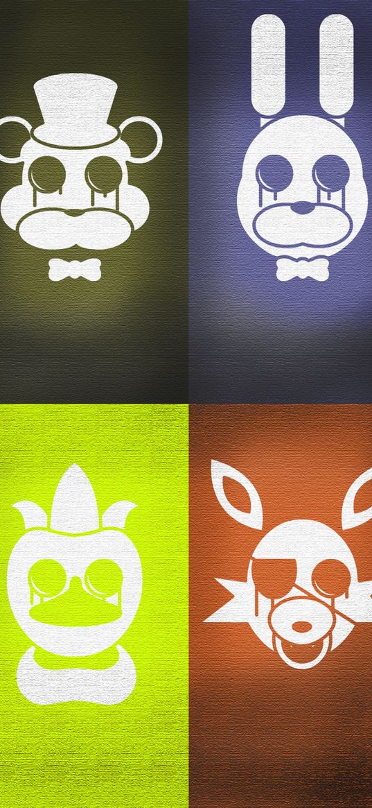 five nights at freddys, fnaf, game, characters, minimalism