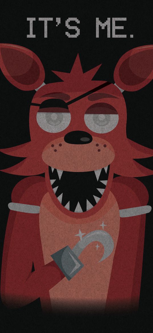 foxy, five nights at freddys, fnaf, fox, text, words, its me, bandage, hook, scary, art