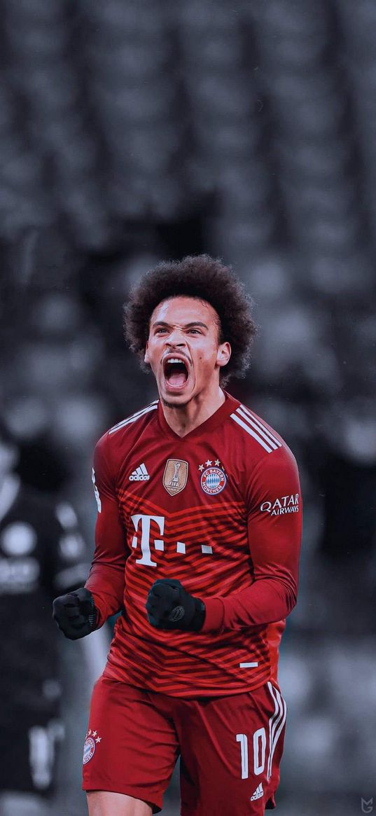 leroy sane, fc bayern, football player, emotions, red