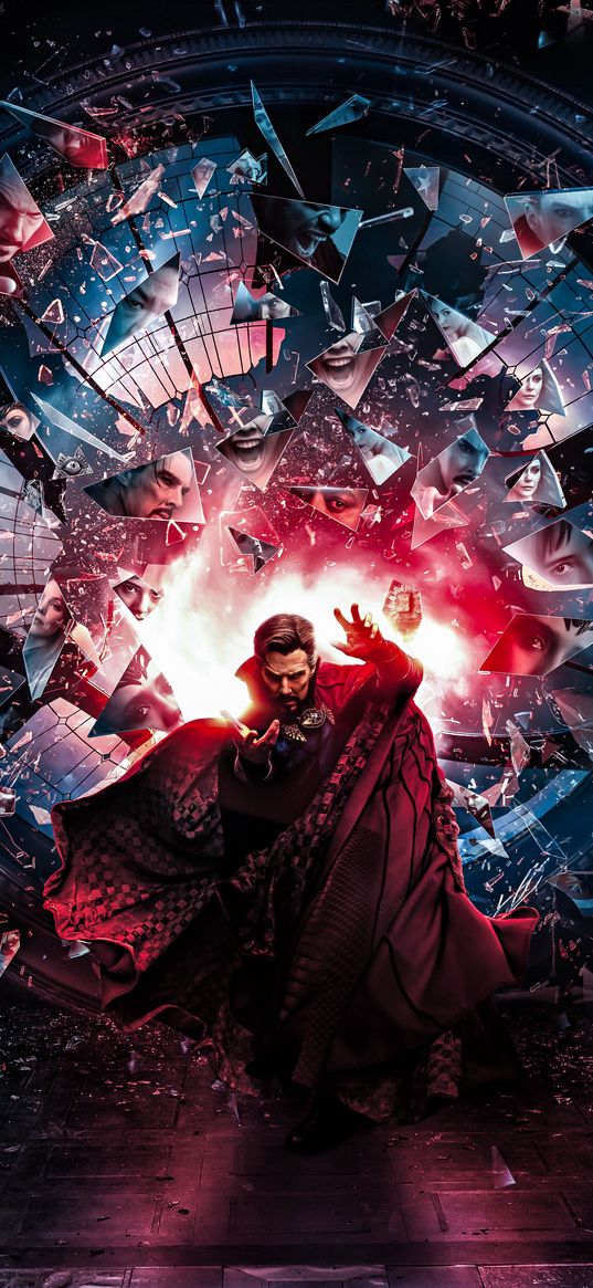 doctor strange, superhero, magic, mirror, shards, multiverse, marvel, art