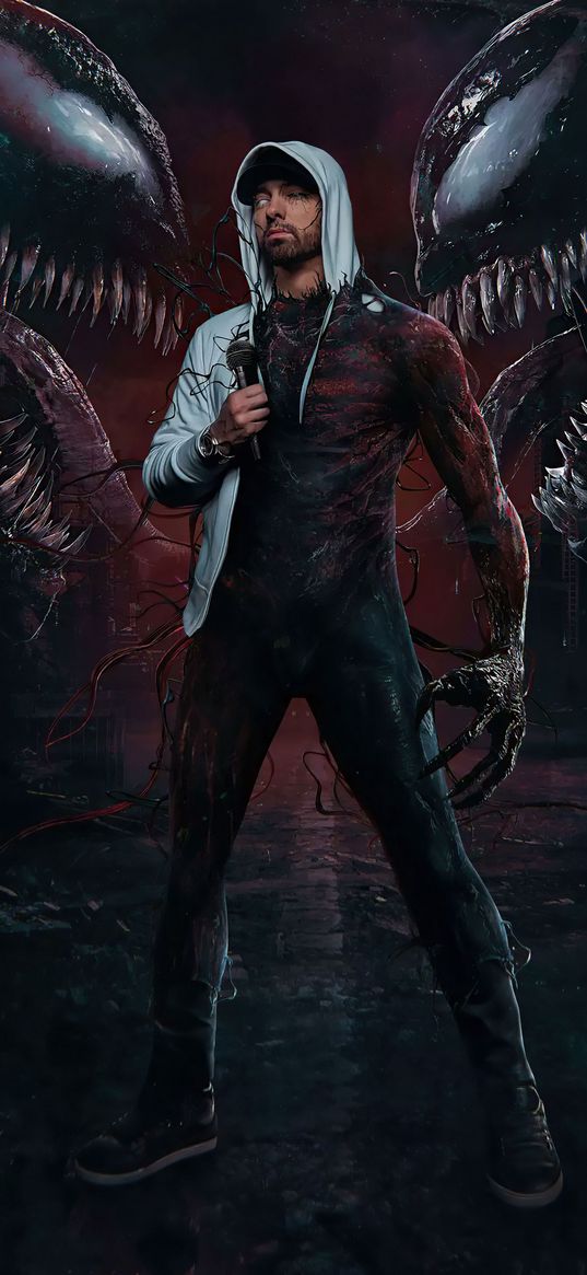 venom, eminem, rapper, superhero, marvel, man, monster, art