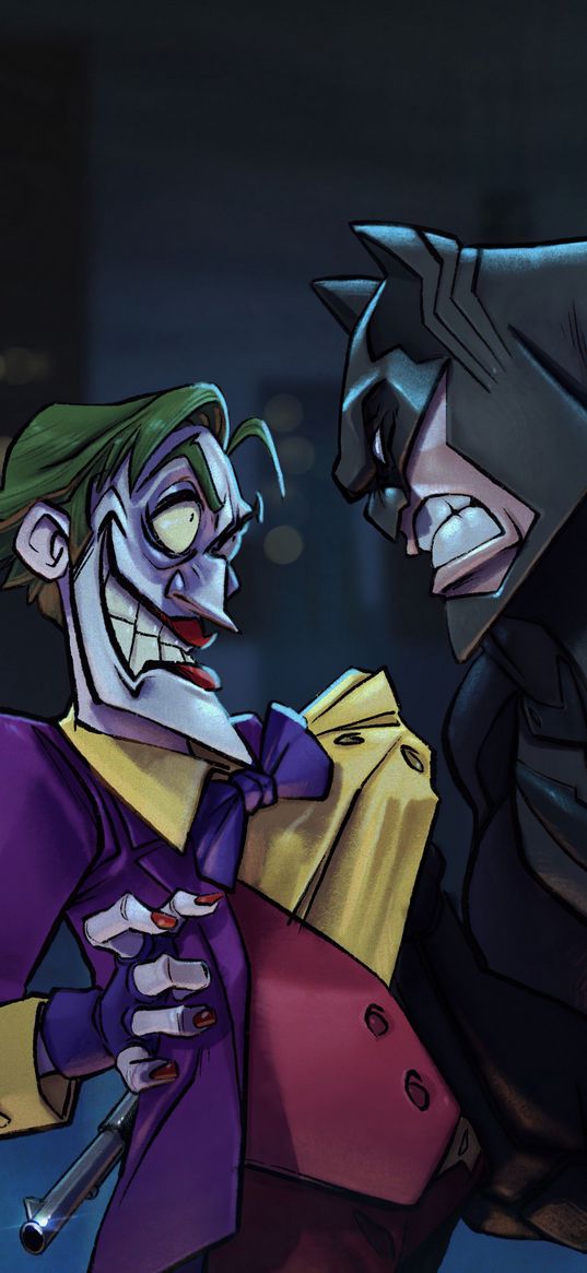 joker, batman, villain, superhero, dc, grabbed, angry, city, art