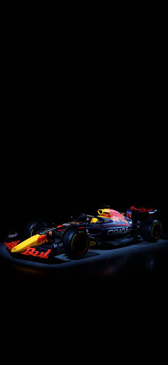 formula 1, sports car, car, bright, red bull, black background