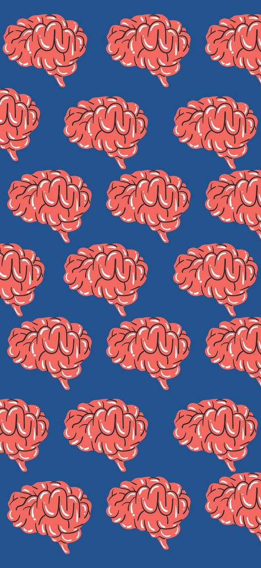 pattern, blue, poster, brains, art, drawing
