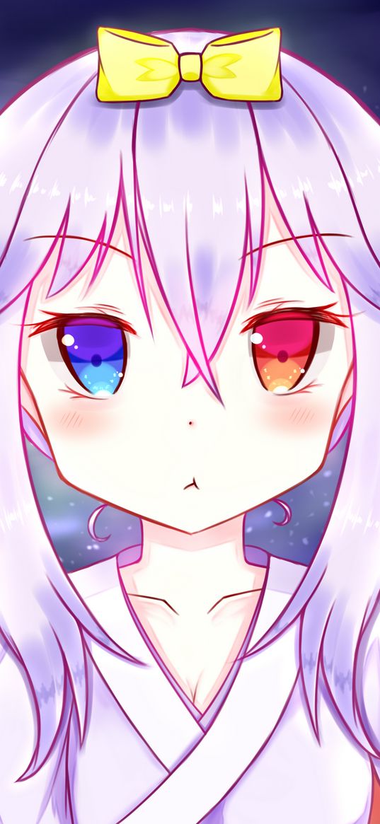 girl, heterochromia, blush, anime