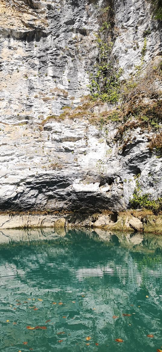 lake, turquoise, blue, rock, abkhazia