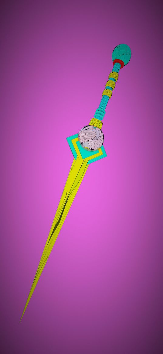 sword of morty, golden, purple background