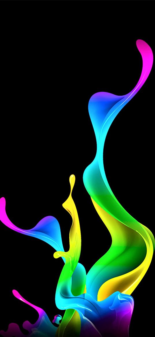 splash, colorful, liquid, black background