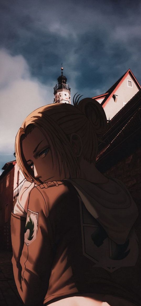 annie leonhart, attack on titan, girl, city, anime