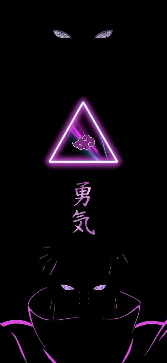 nagato, naruto, anime, akatsuki, purple, black, inscription, bravery