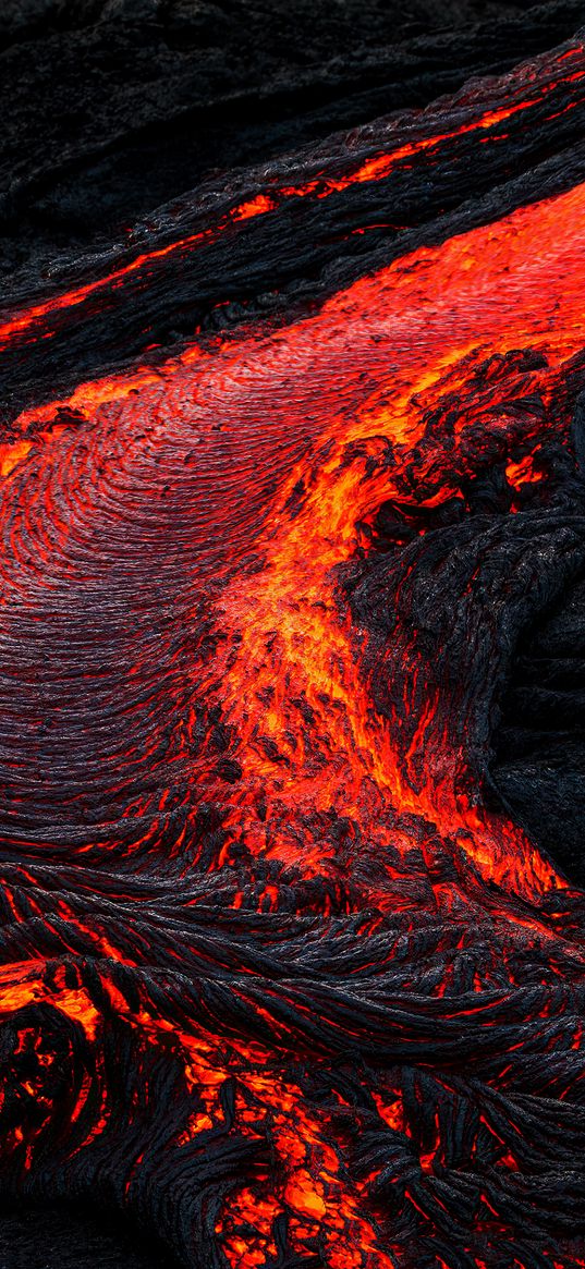 volcano, lava, orange, red, black