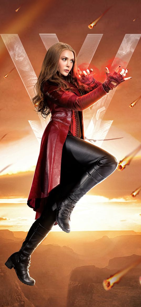 wanda, marvel, movie, poster, fire, scarlet witch