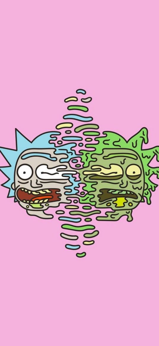 rick and morty, heroes, wallpaper, pink, green