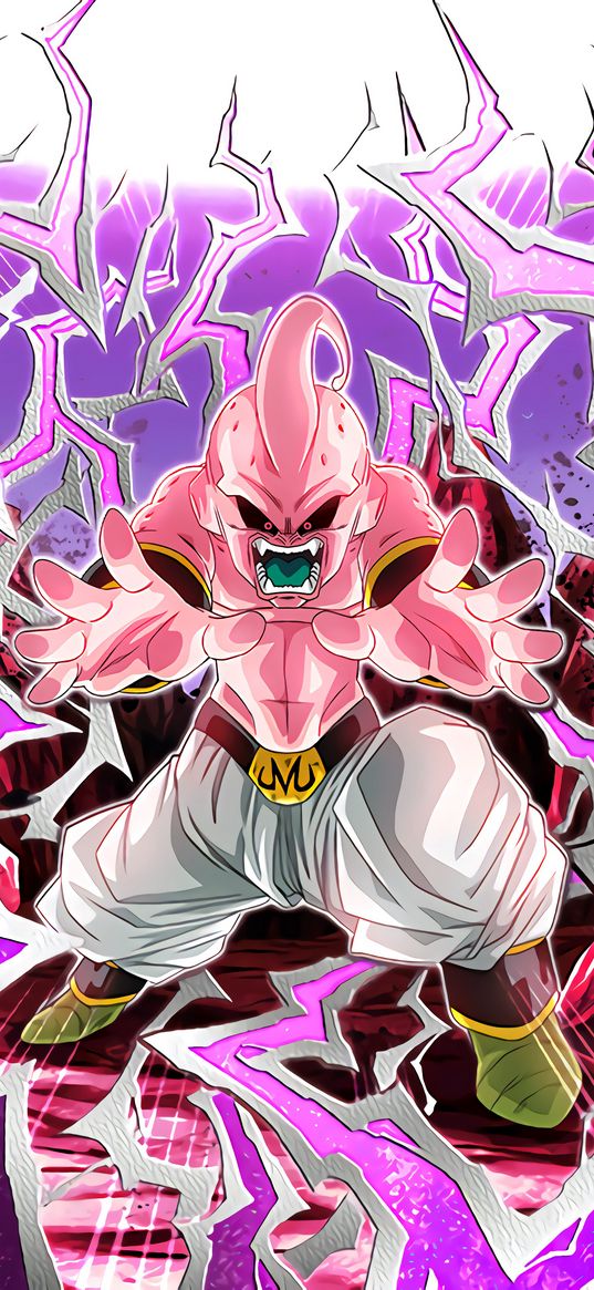 majin buu, dragonball, anime, character, pink, rage