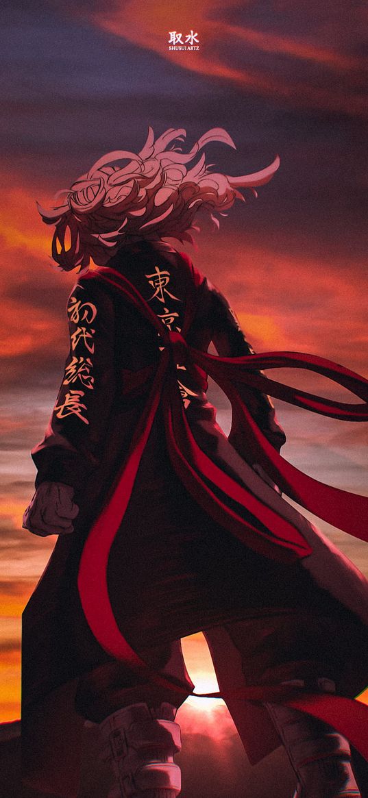 tokyo avengers, sunset, anime, character, costume