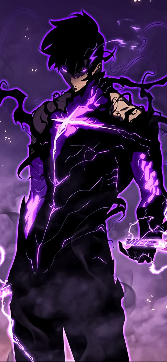 dream jin-woo, anime, lord of shadows, demon, character, purple