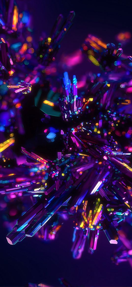 crystals, purple, particles