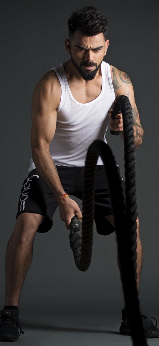 virat kohli, athlete, man, ropes, training