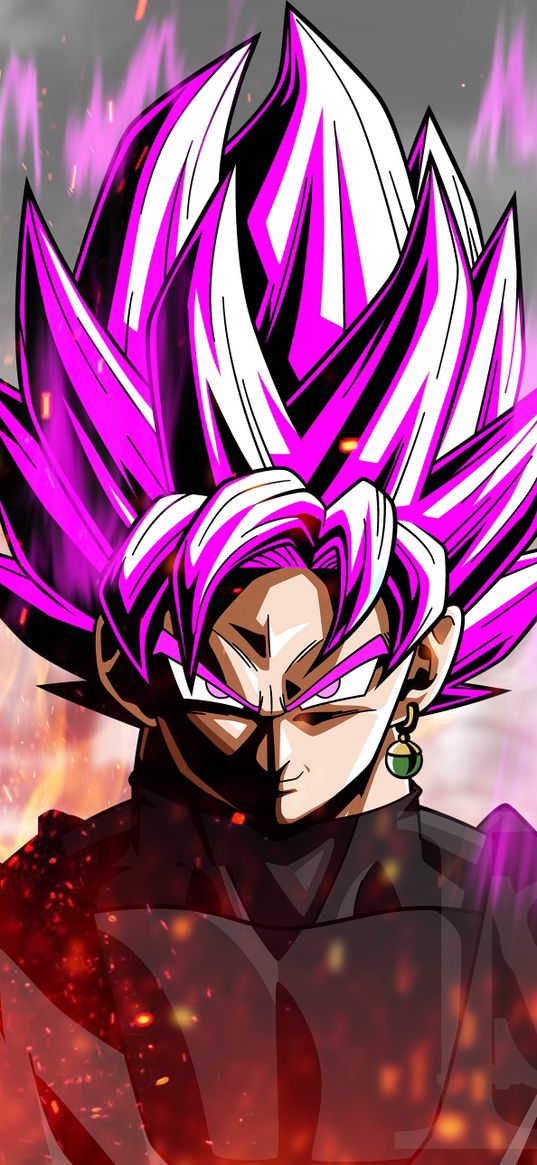 goku, dragon ball, anime, fighter, angry, pink hair, art