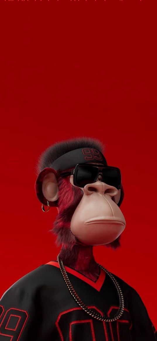 monkey, glasses, clothes, red, cool, stylish