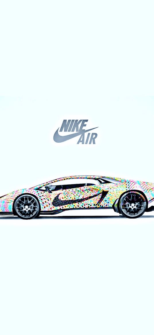 auto, sports car, tuning, nike, brand, logo