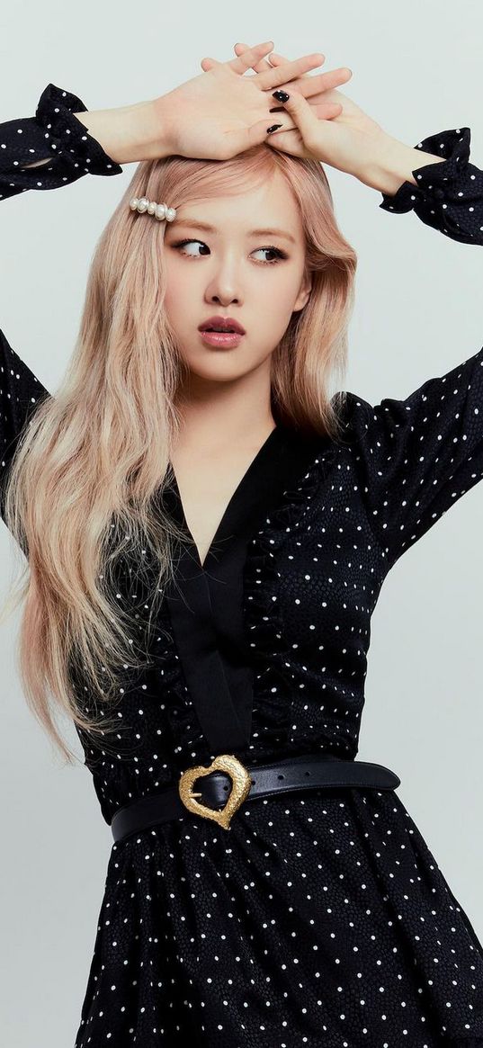 rose, blackpink, k-pop, korea, singer, cute, girl, gray background