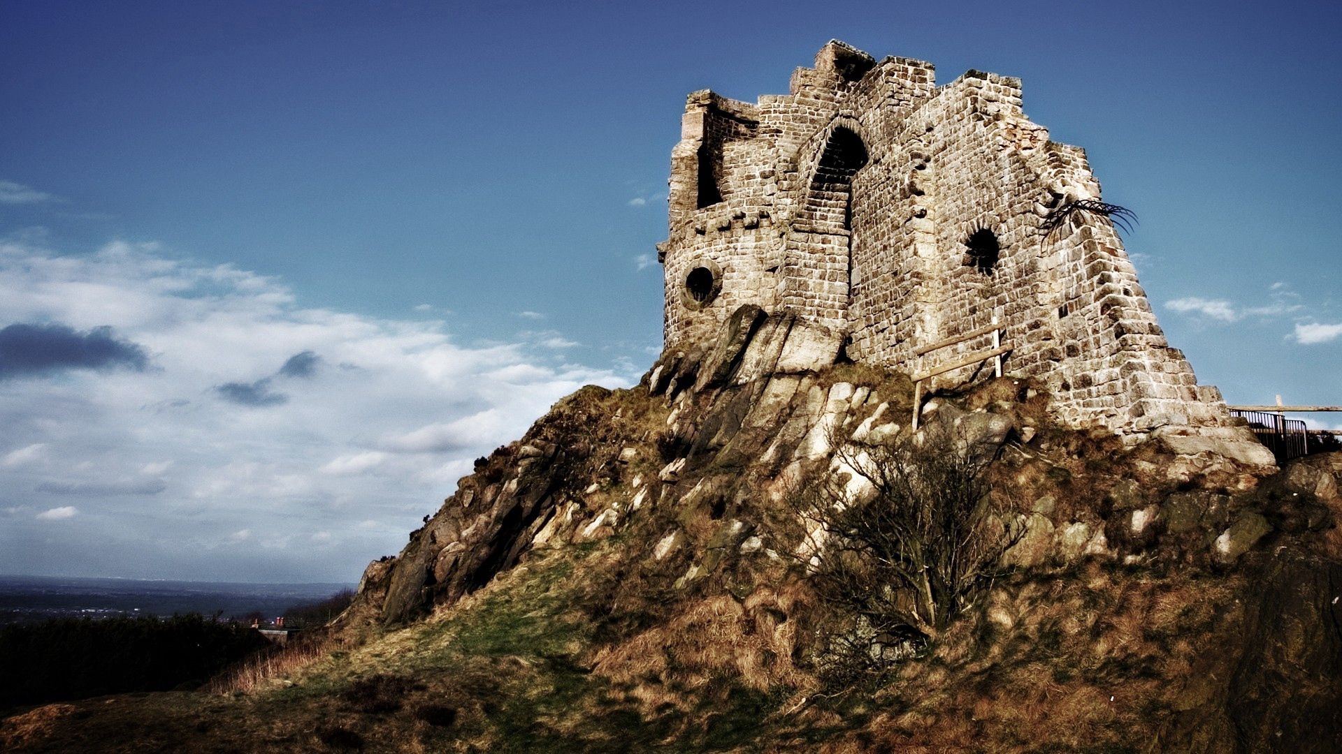 lock, mountain, eminence, ruins