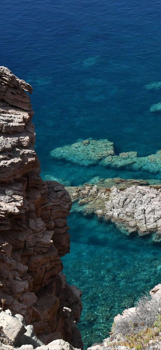 mountains, rocks, reefs, sea, nature