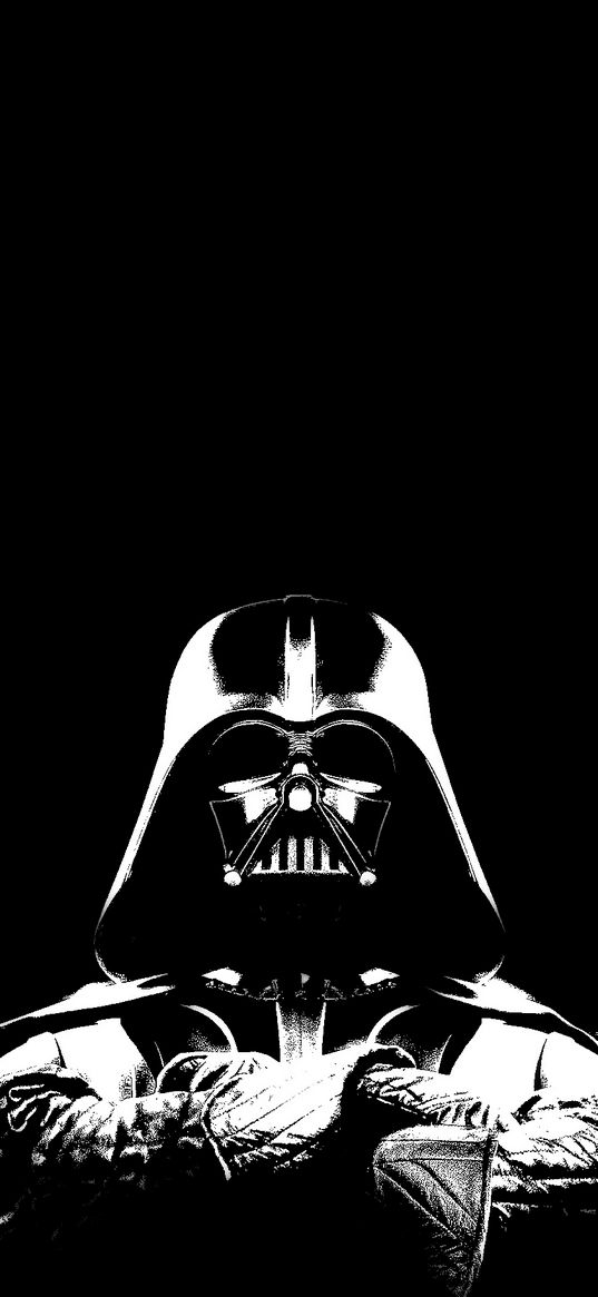 darth vader, star wars, mask, villain, black and white, black background, art