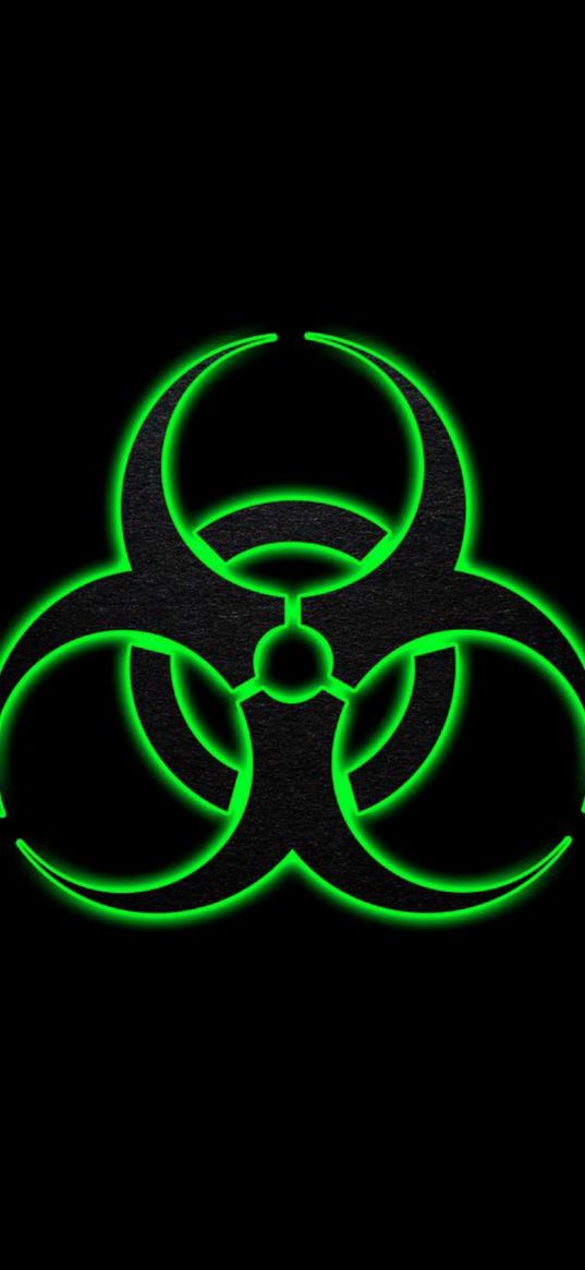 radiation, green, black background