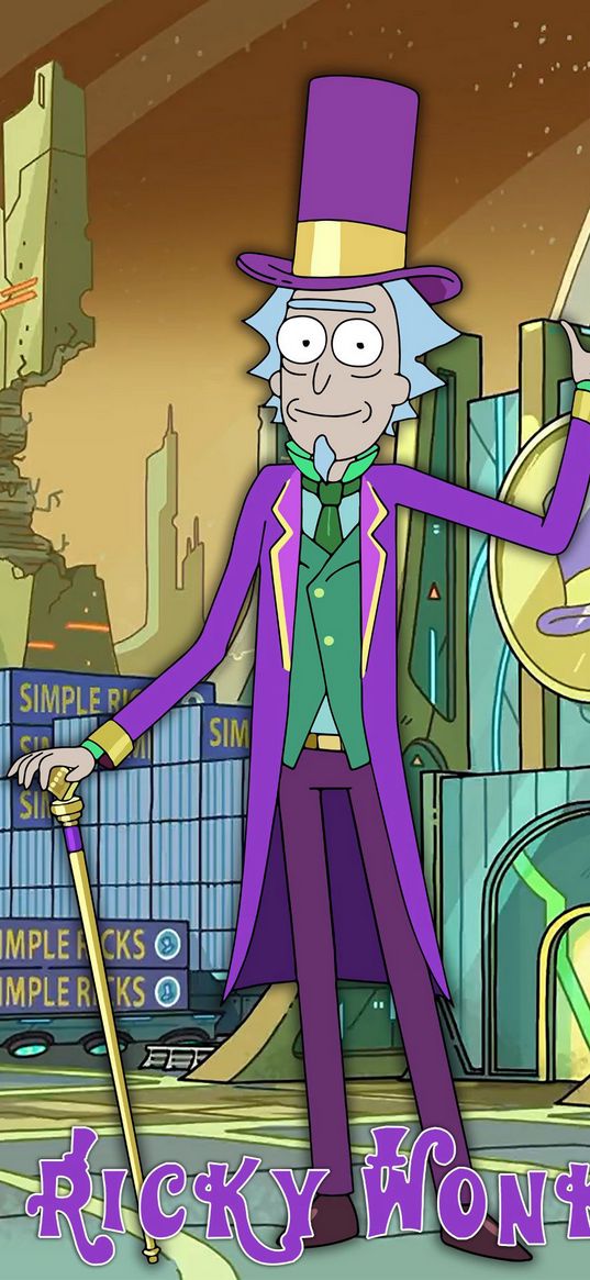 rick, rick and morty, tv series, cartoon, willy wonka, art