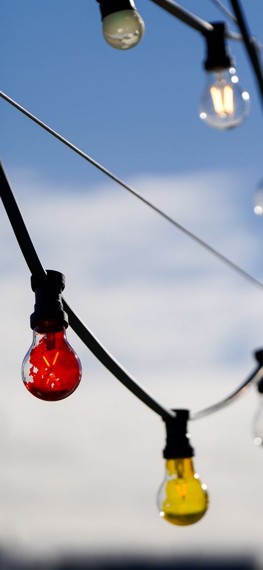 garland, bulbs, colorful