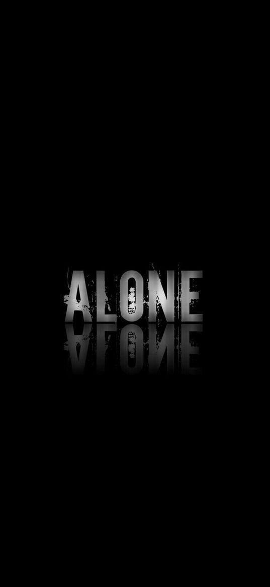 alone, black, inscription