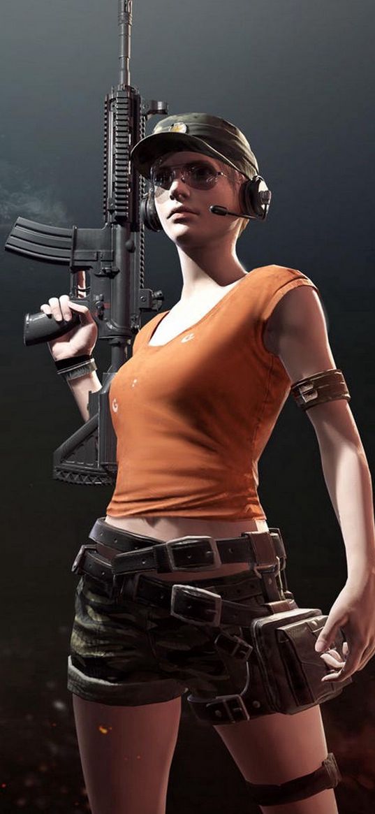 pubg, girl, war, game, character, weapons